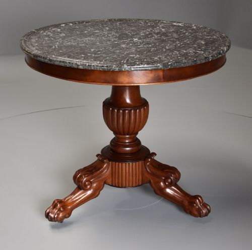 fig 1. 19th century French mahogany Gueridon table with original marble top