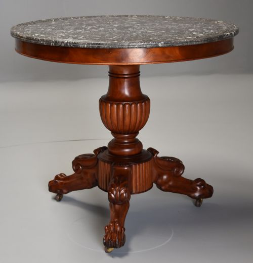 fig 2. 19th century French mahogany Gueridon table with original marble top