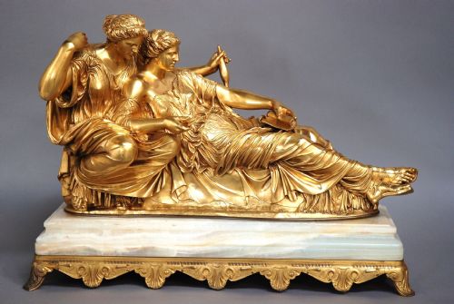 Superb Quality Large Mid 19th Century French Barbedienne Gilt Bronze Figure of 'The Fates'