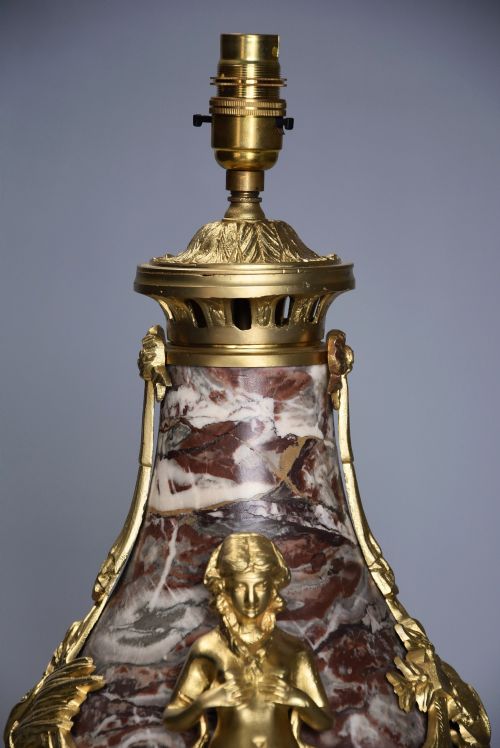 fig 1. Large fine quality 19th century French marble & ormolu table lamp