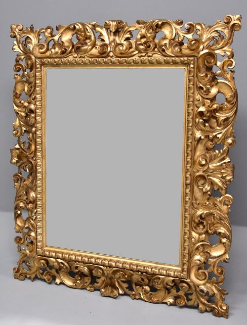 Superb Large Late 19th Century Florentine Carved Gilt Wood Mirror