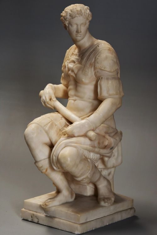 19th Century Italian Alabaster Sculpture of Giuliano De Medici, After the Antique by Michelangelo