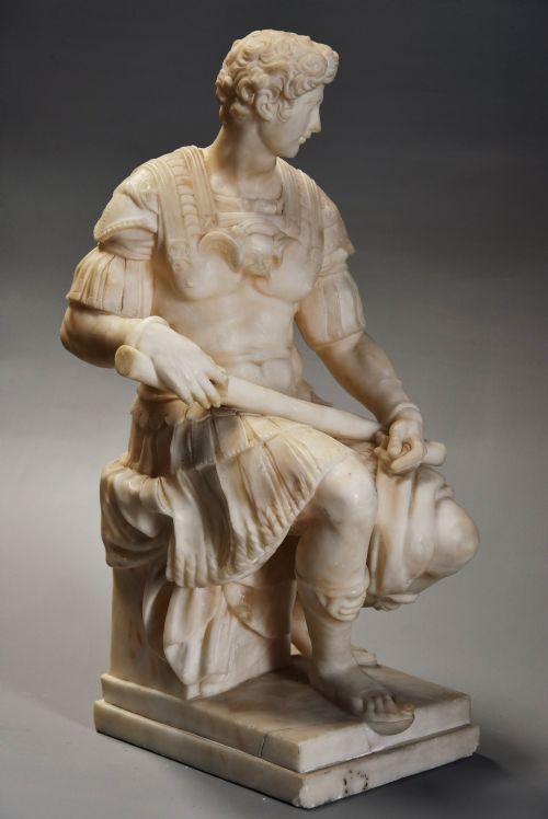 fig 1. 19th century Italian alabaster sculpture of Giuliano de Medici, after the Antique by Michelangelo