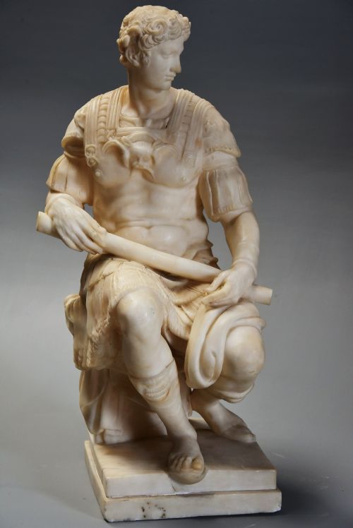 fig 2. 19th century Italian alabaster sculpture of Giuliano de Medici, after the Antique by Michelangelo