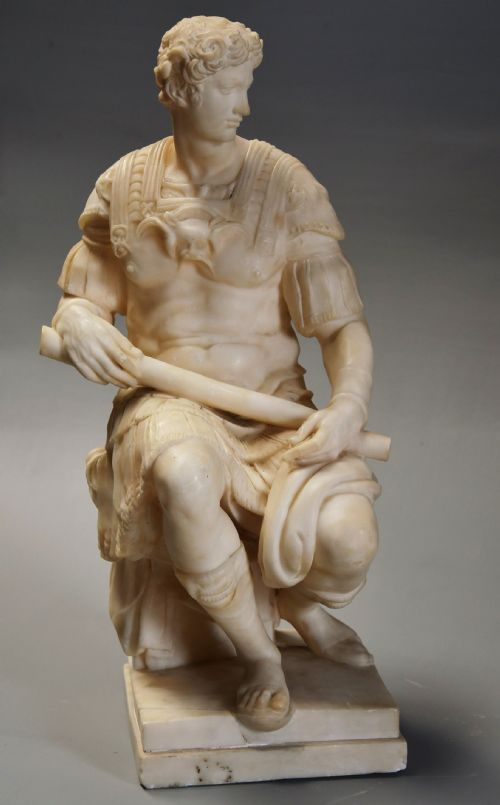 fig 4. 19th century Italian alabaster sculpture of Giuliano de Medici, after the Antique by Michelangelo