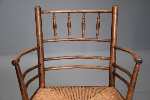 fig 4. Pair of late 19th century ash & beech Morris & Co. Sussex armchairs 