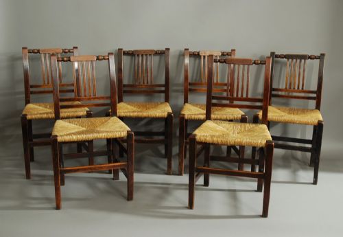 fig 2. Charming mid 19th century set of six birch & rush country chairs from the Lancashire area
