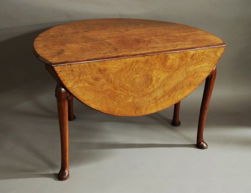 fig 1. Mid 18thc superbly figured solid mahogany circular pad foot table with fine, faded patina