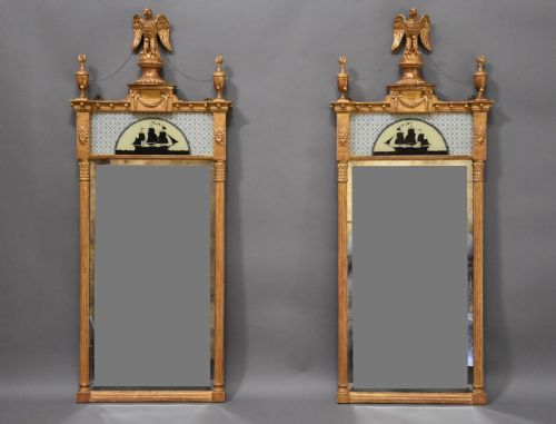 Superb Pair of Early 20th Century Carved Giltwood Pier Mirrors in the Regency Style