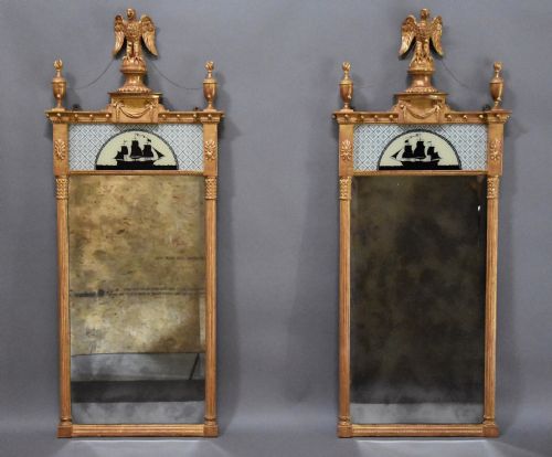 fig 1. Superb pair of early 20th century carved giltwood pier mirrors in the Regency style