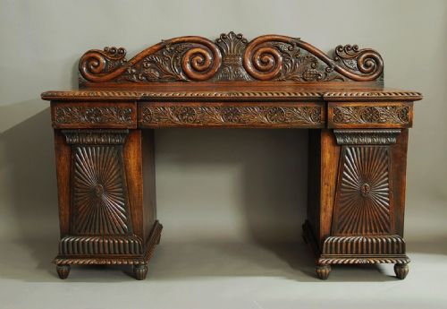Superb Quality Mid 19thc Anglo Indian Padouk Pedestal Sideboard of Superb Patina