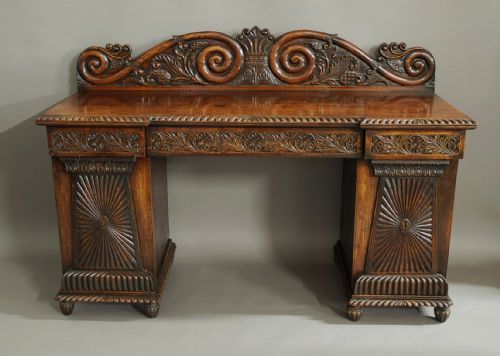 fig 1. Superb quality mid 19thc Anglo Indian padouk pedestal sideboard of superb patina