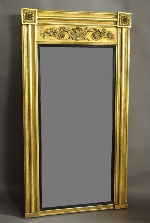 19thc Regency Giltwood & Gesso Gilt Pier Mirror of Large Proportions with Original Mirror Plate