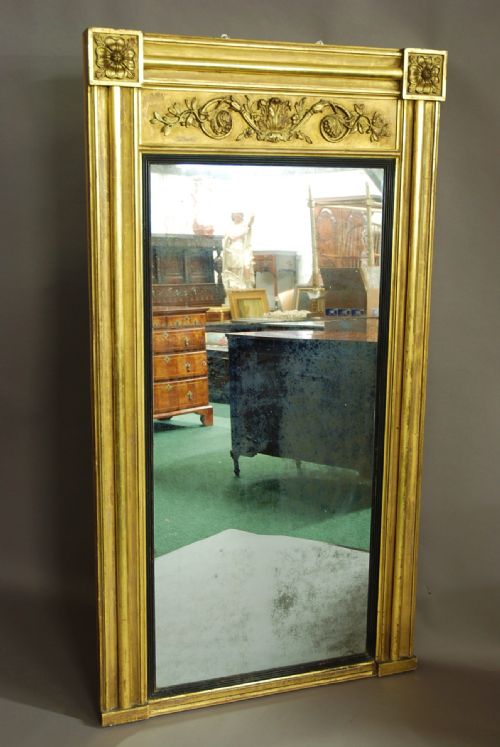 fig 1. 19thc Regency giltwood & gesso gilt pier mirror of large proportions with original mirror plate
