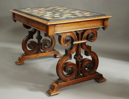 fig 1. Superb quality mid 19th century specimen marble top walnut centre table