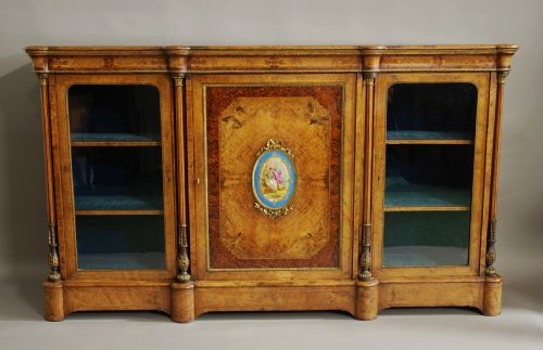 fig 2. Highly decorative late 19th century superb burr walnut & amboyna credenza