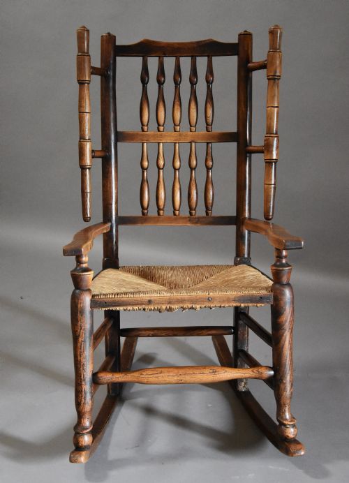 fig 1. Mid 19th century ash rocking chair (or nursing chair) of superb patina
