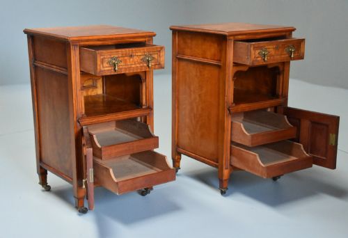 fig 2. Pair of late 19th century satin birch bedside cabinets with Aesthetic Movement influence