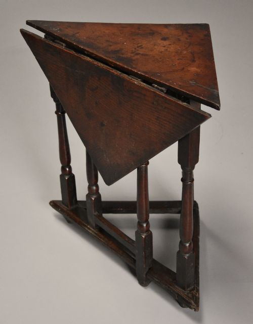 fig 1. Rare & unusual late 17th century oak gateleg corner table with superb patina