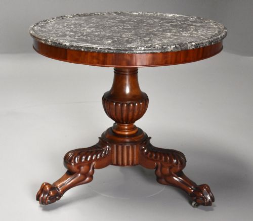 fig 2. Mid 19th century French mahogany gueridon table with original marble top