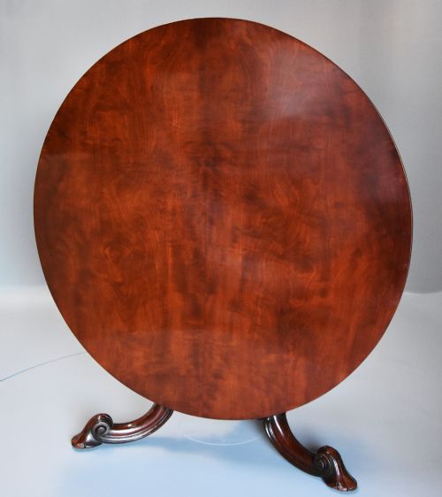 fig 2. Superb quality mid 19thc circular mahogany tilt top dining table stamped James Winter, London
