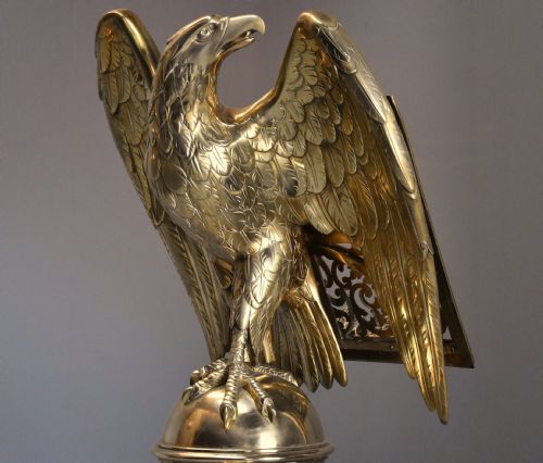 fig 1. Fine quality mid 19th century Gothic revival brass eagle lectern attributed to Hart & Son, London