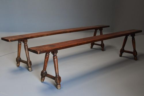 Pair of Mid 19th Century French Fruitwood (Cherry) Benches of Superb Patina
