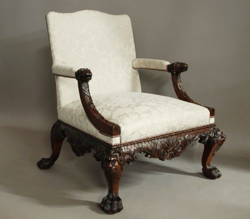 fig 1. Early 20thc Georgian style mahogany open armchair of superb proportions in the manner of Giles Grendey (1693-1780)