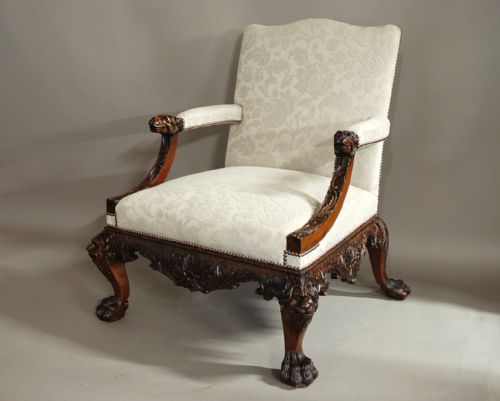 fig 2. Early 20thc Georgian style mahogany open armchair of superb proportions in the manner of Giles Grendey (1693-1780)