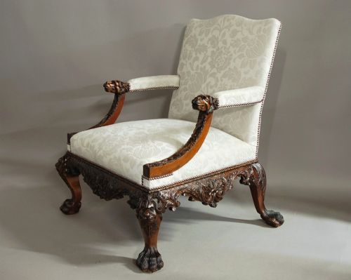 fig 3. Early 20thc Georgian style mahogany open armchair of superb proportions in the manner of Giles Grendey (1693-1780)