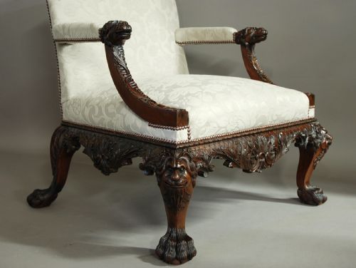 fig 4. Early 20thc Georgian style mahogany open armchair of superb proportions in the manner of Giles Grendey (1693-1780)