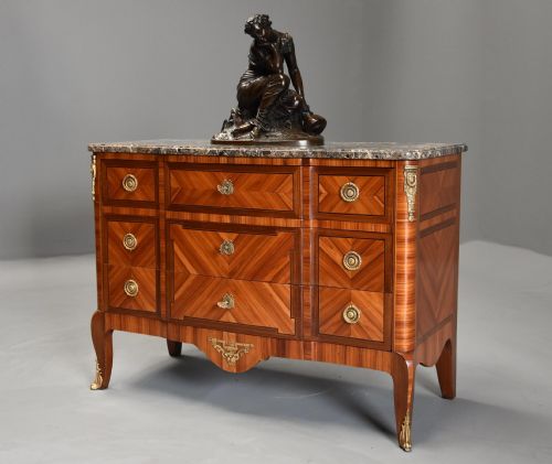 French Late 19th Century Louis XVI Style Kingwood Breakfront Commode
