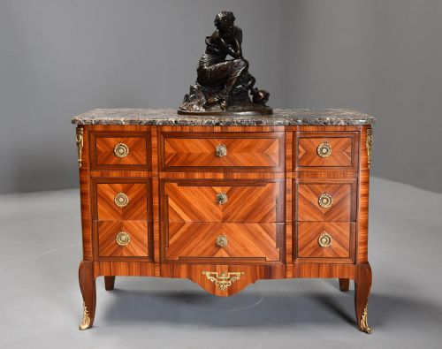 fig 1. French late 19th century Louis XVI style Kingwood breakfront commode