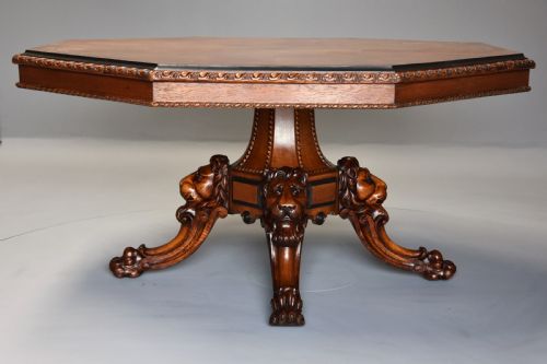 Superb Mid 19th Century Irish Pollard Oak Octagonal Tilt Top Centre Table