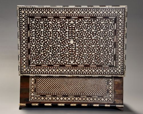 fig 5. Superb quality 19thc Anglo Indian shisham wood, brass, ivory & ebony inlaid box