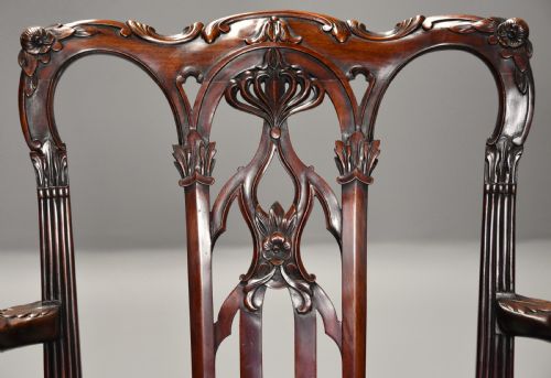 fig 3. Pair of fine quality 19thc mahogany Chippendale style armchairs stamped T WILLSON, LONDON