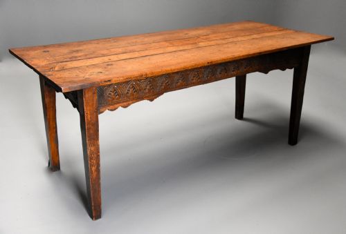 fig 1. Late 18th century and earlier oak farmhouse table of superb patina