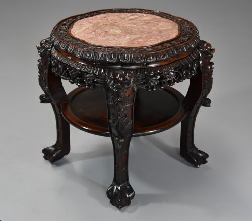 fig 1. Late 19th century Chinese hardwood circular pot stand or low table
