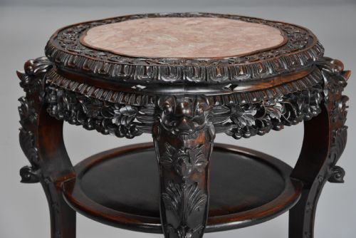 fig 2. Late 19th century Chinese hardwood circular pot stand or low table