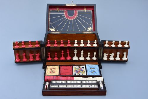 Late 19th Century Coromandel Fitted Games Compendium by 'Leuchars & Son, 38 & 39 Piccadilly, London'