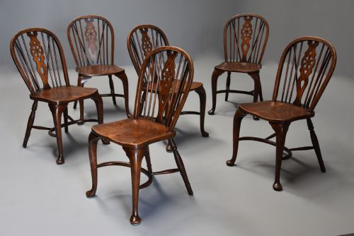 fig 2. Superb set of six ash and beech wheelback Windsor chairs with cabriole leg
