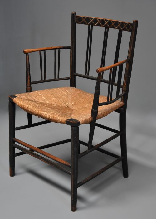 Early/mid 19thc Rare Early Model of a Sussex Armchair of Unusual Design with Original Paintwork