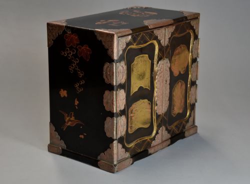 fig 1. Early 20th century Japanese two door lacquered table cabinet