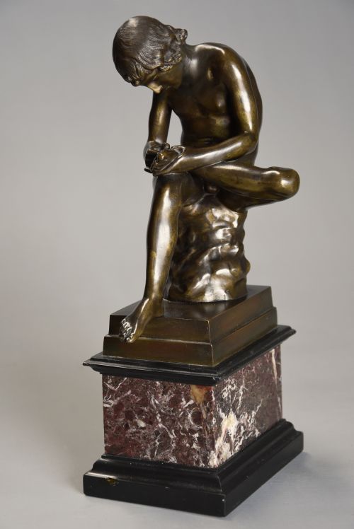fig 1. 19thc French bronze figure of 'Spinario' or 'Boy with thorn in his foot', after the Antique