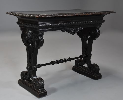 fig 1. Late 19th century ebonised walnut centre table in the Renaissance style