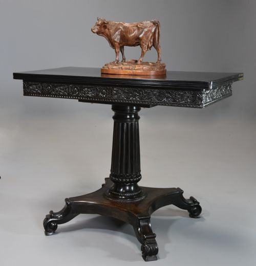 Rare Early-mid 19th Century Ceylonese Solid Ebony Card or Games Table from the Galle District