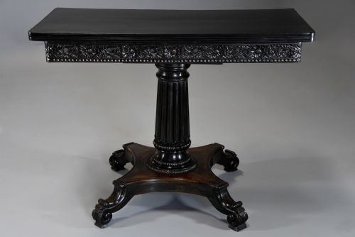 fig 1. Rare early-mid 19th century Ceylonese solid ebony card or games table from the Galle district