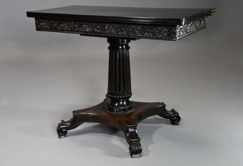 fig 2. Rare early-mid 19th century Ceylonese solid ebony card or games table from the Galle district