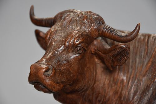 fig 3. Finely carved late 19thc linden wood Black Forest cow, possibly by The Huggler family
