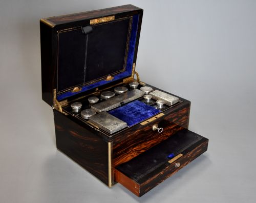 Superb Quality Late 19th Century Coromandel and Brass Bound Travelling Vanity Box